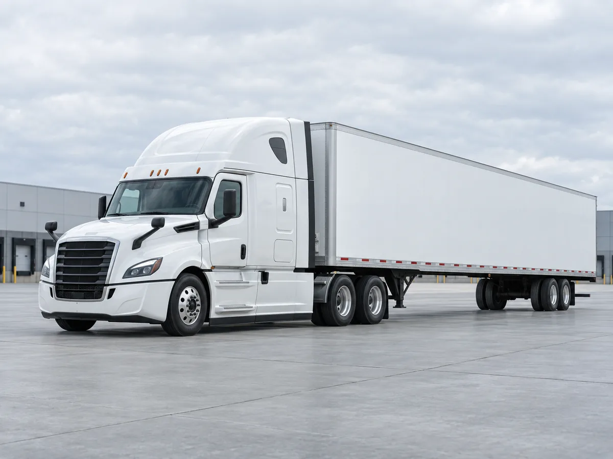 White dry van semi-trailer