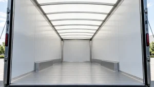 Cargo trailer interior lit by daylight through a Cargo Bright translucent composite roof